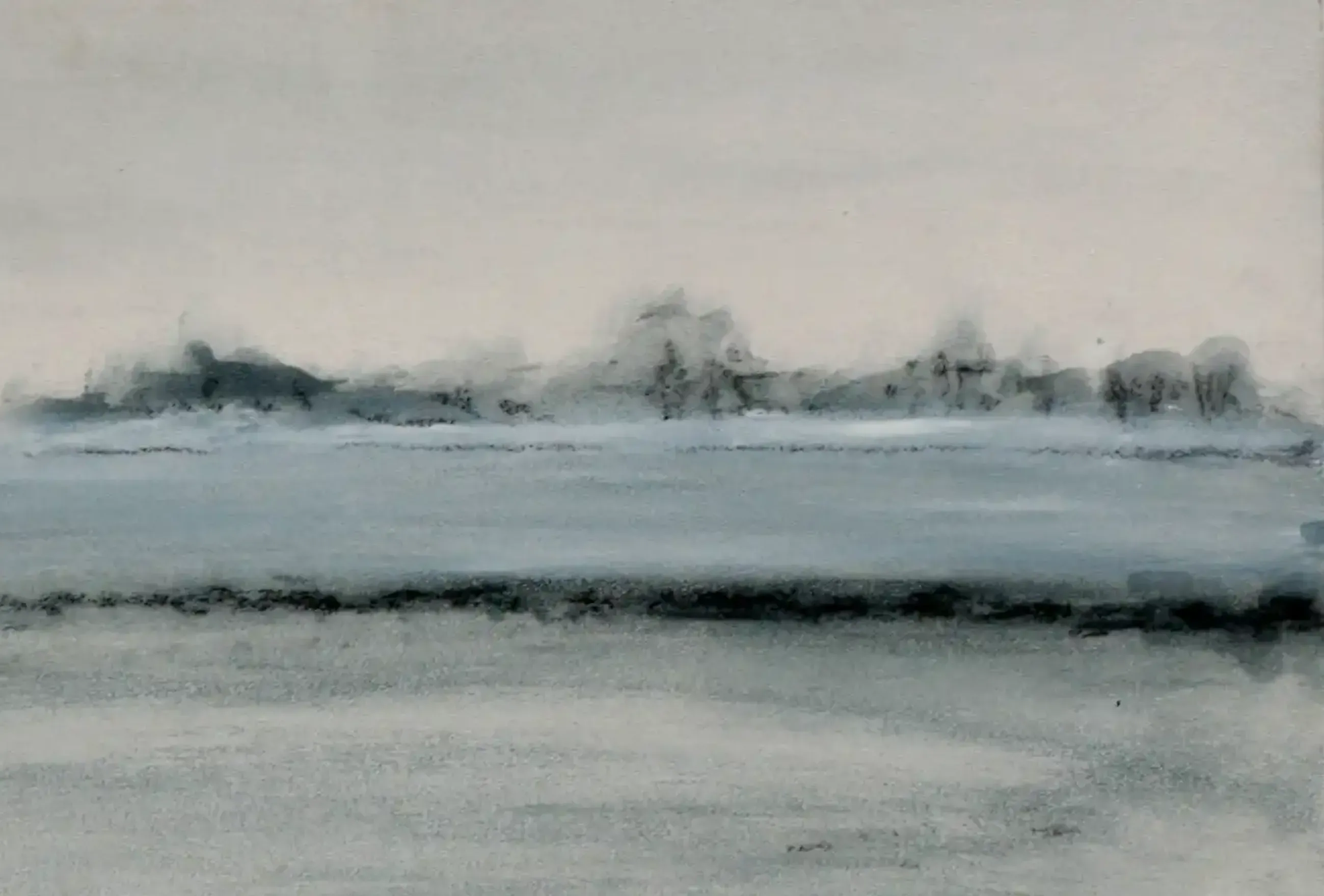 Rhein - Eine atmosphärische Darstellung des Flusses in Acryl auf Gipsgrund. (3)