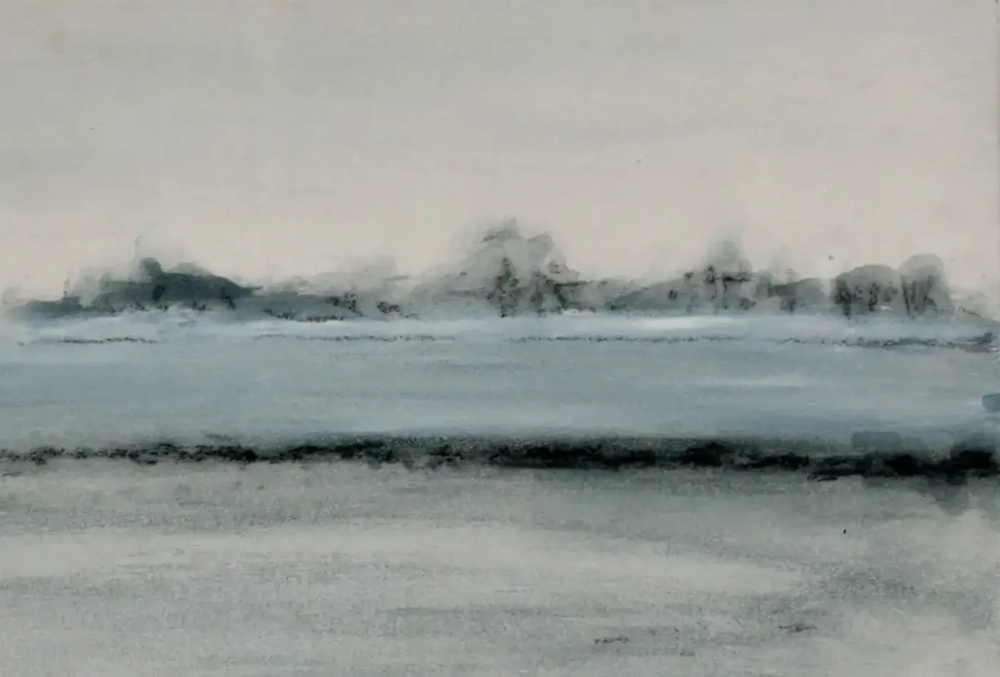 Rhein - Eine atmosphärische Darstellung des Flusses in Acryl auf Gipsgrund. (3)