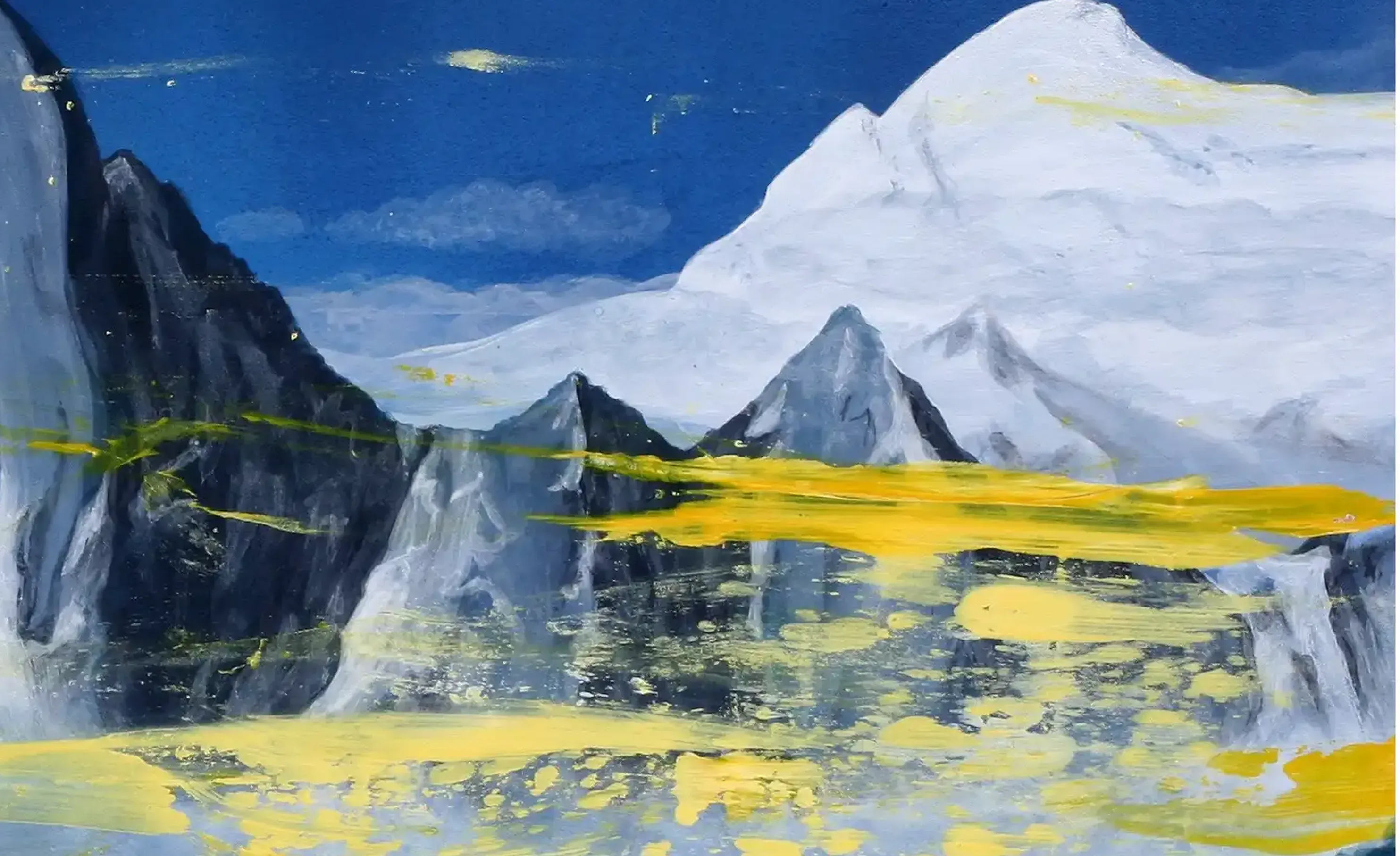 Arna Spire Indien - Eine ausdrucksstarke Acrylmalerei einer indischen Berglandschaft. (2)