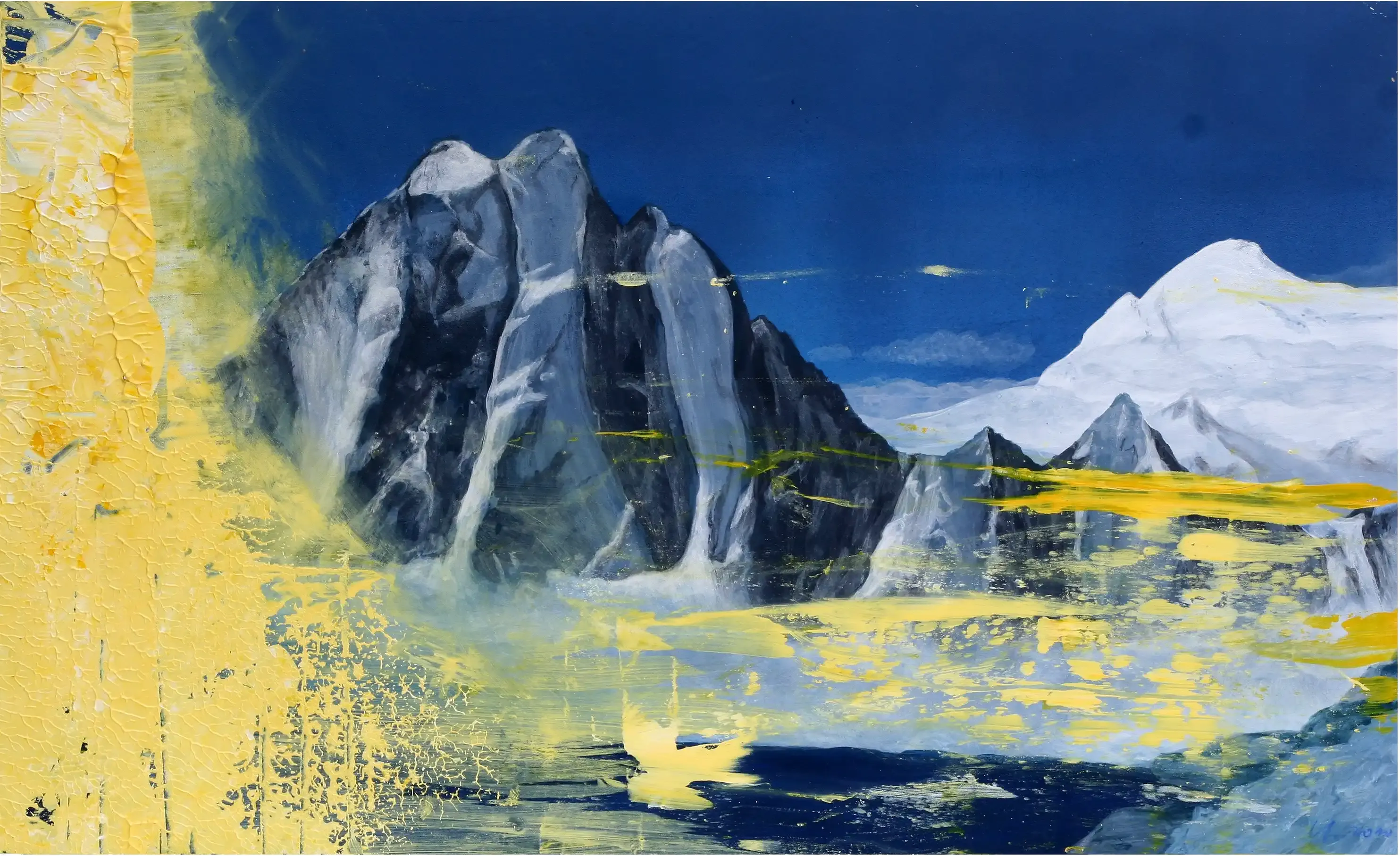 Arna Spire Indien - Eine ausdrucksstarke Acrylmalerei einer indischen Berglandschaft.