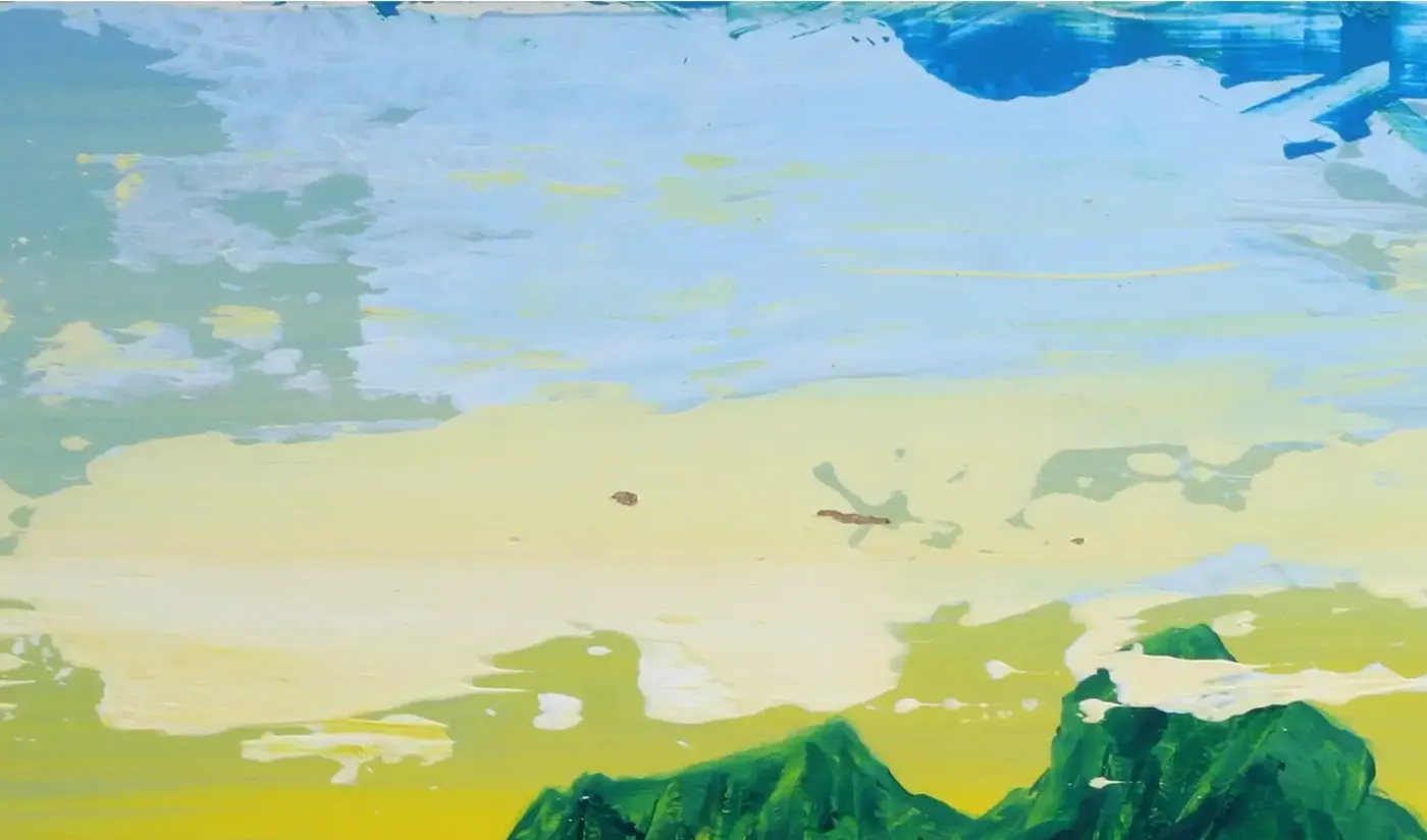 Berge im Osten - Eine atmosphärische Acrylmalerei einer Berglandschaft. (3)