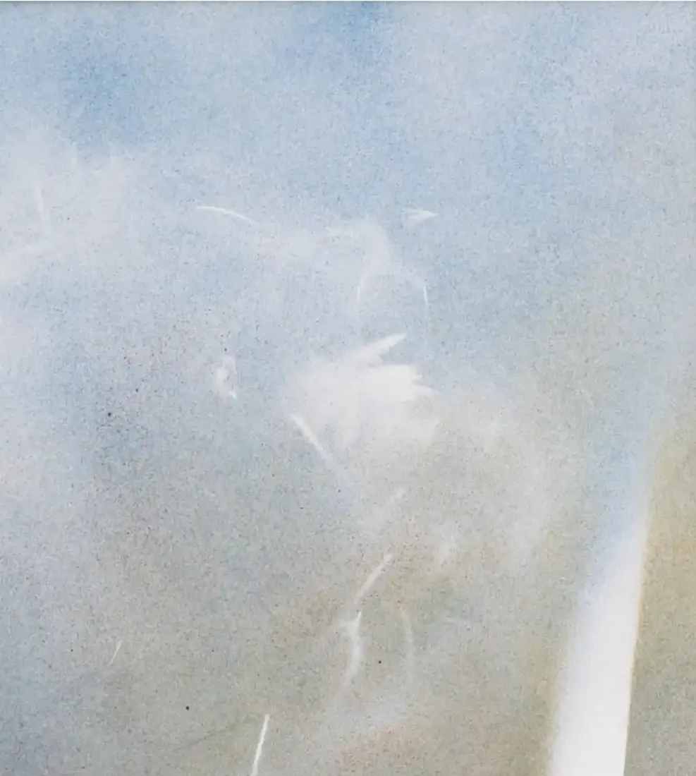 A spray paint artwork immersed in white tones creating an ethereal atmosphere. (3)