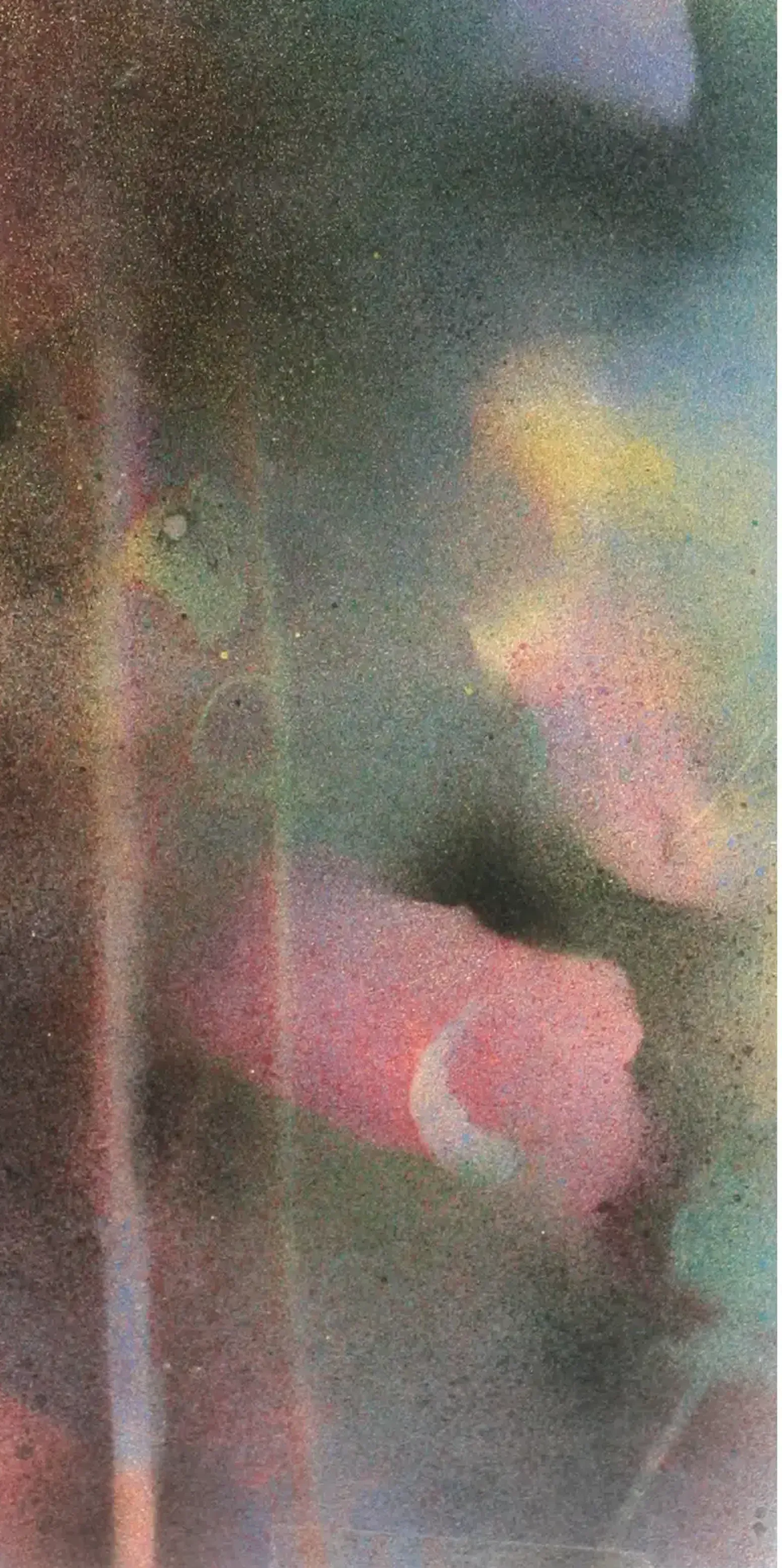 A large-scale spray paint artwork of a sunflower with atmospheric color effects. (2)