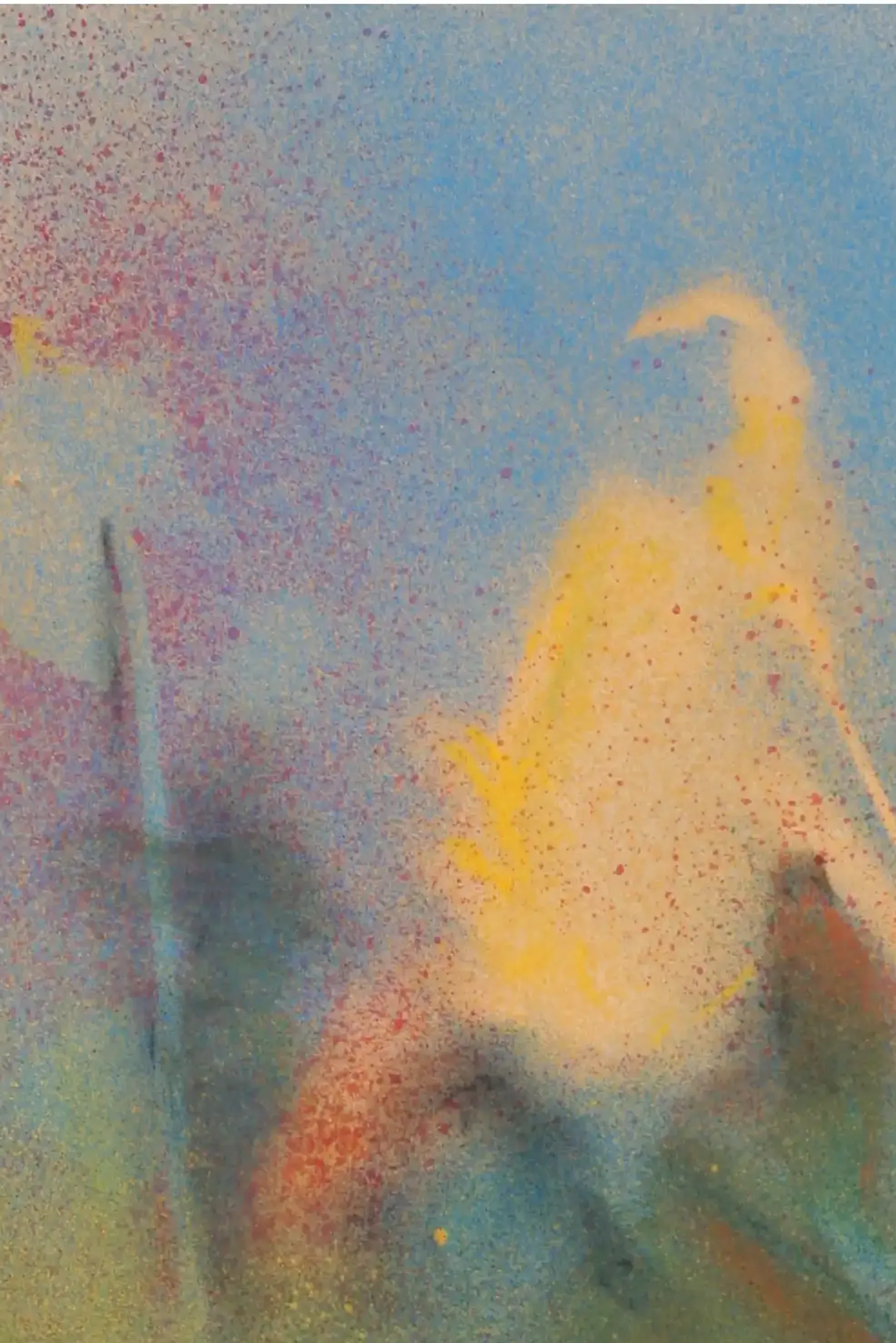 A spray paint artwork of a small sunflower with delicate color gradients. (3)