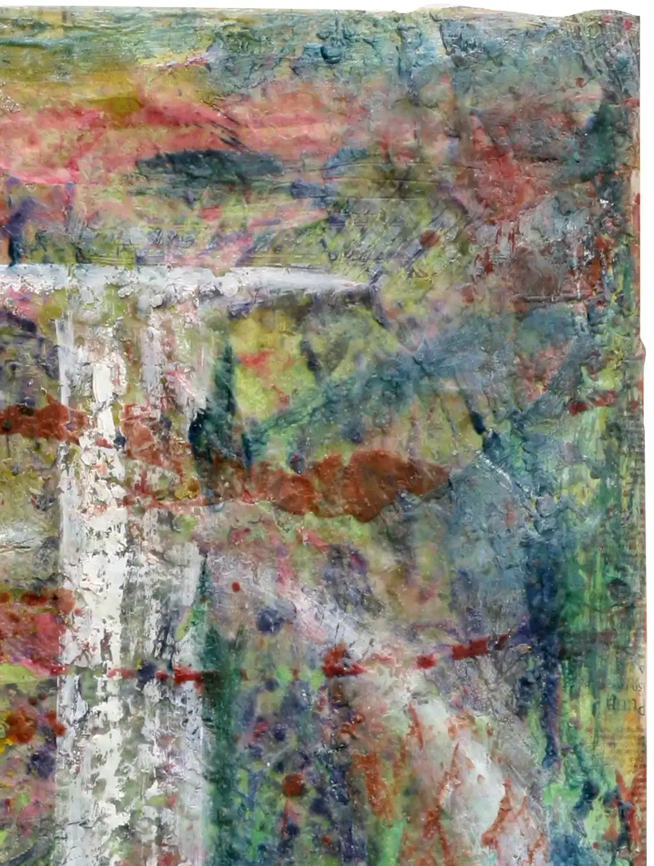 An encaustic artwork with layered wax creating depth and translucency. (2)