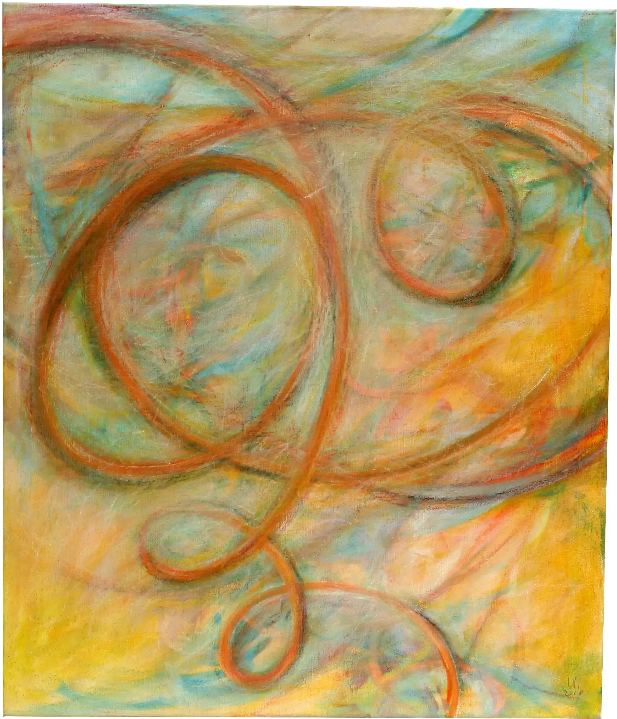 Schwingungen - Eine ausdrucksstarke Darstellung in Mischtechnik.