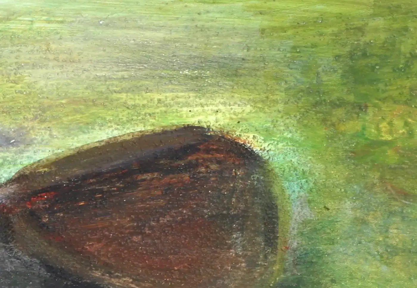 An acrylic painting showcasing the angular forms of beech nuts. (3)