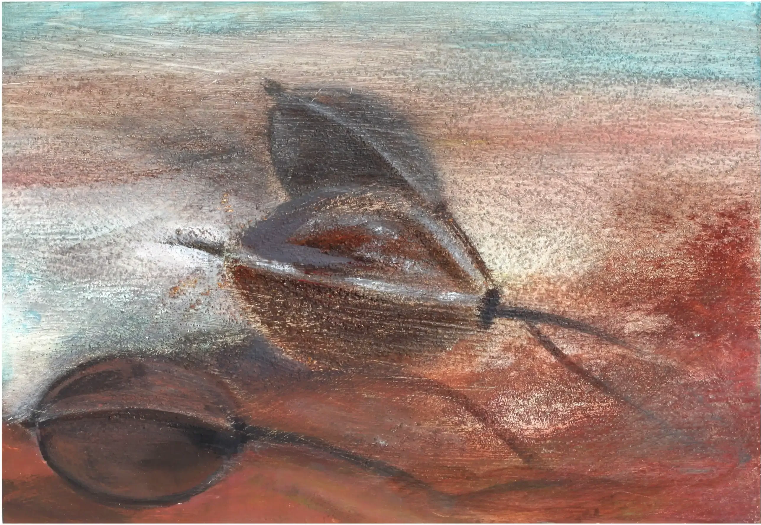 An acrylic painting showcasing the delicate structure of a linden seed capsule.