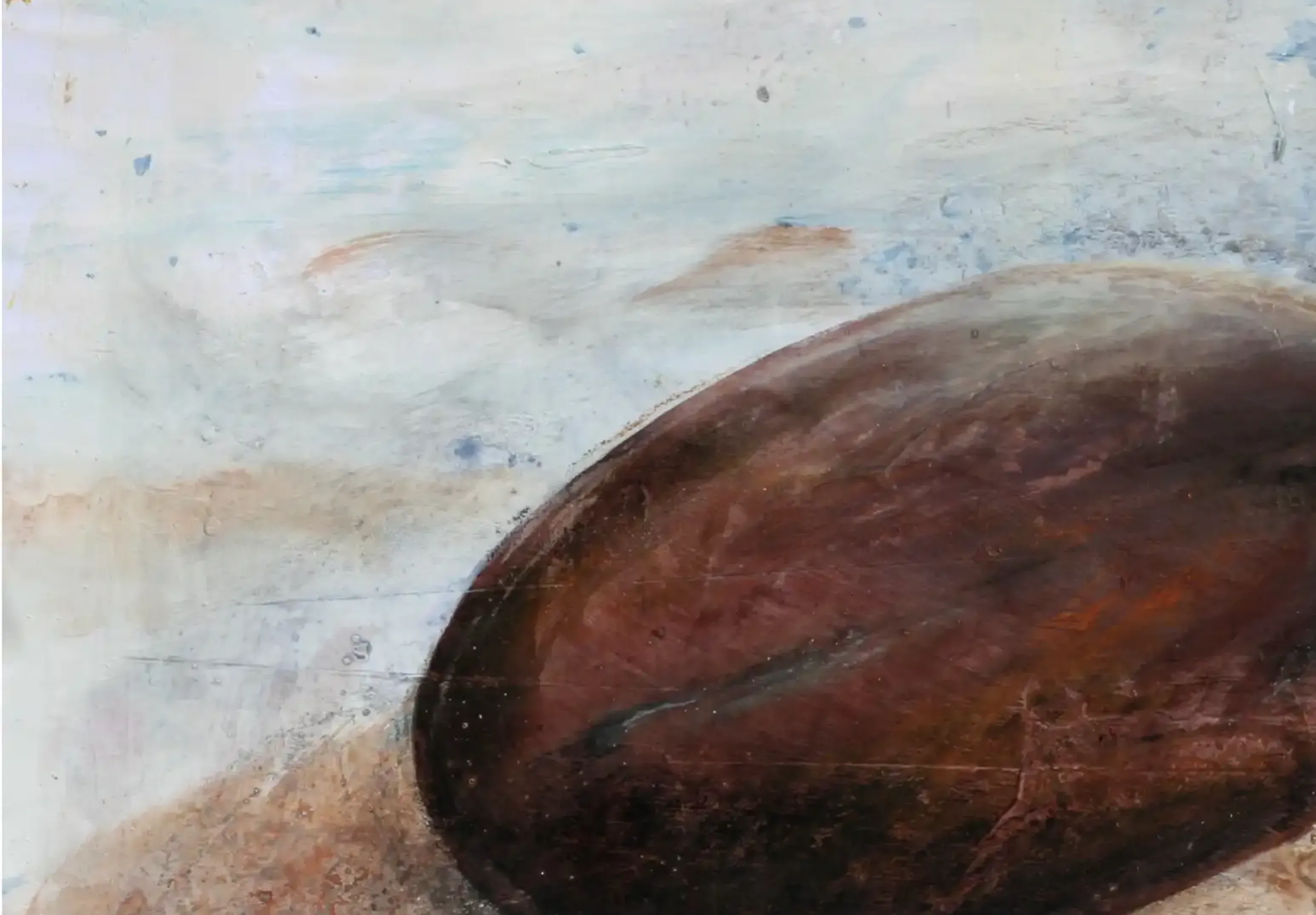 An acrylic painting revealing the intricate details of a seed kernel. (2)