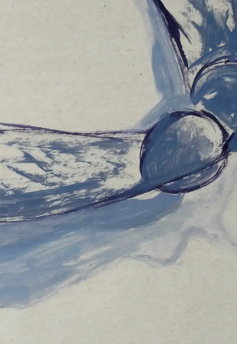 An ink drawing capturing the floating movement of maple seeds. (3)