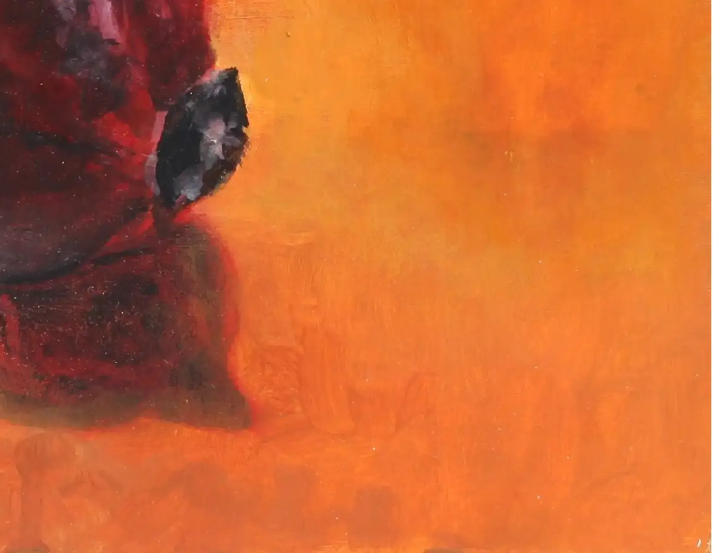 A detailed painting of a rosehip with clear, precise brushwork. (3)