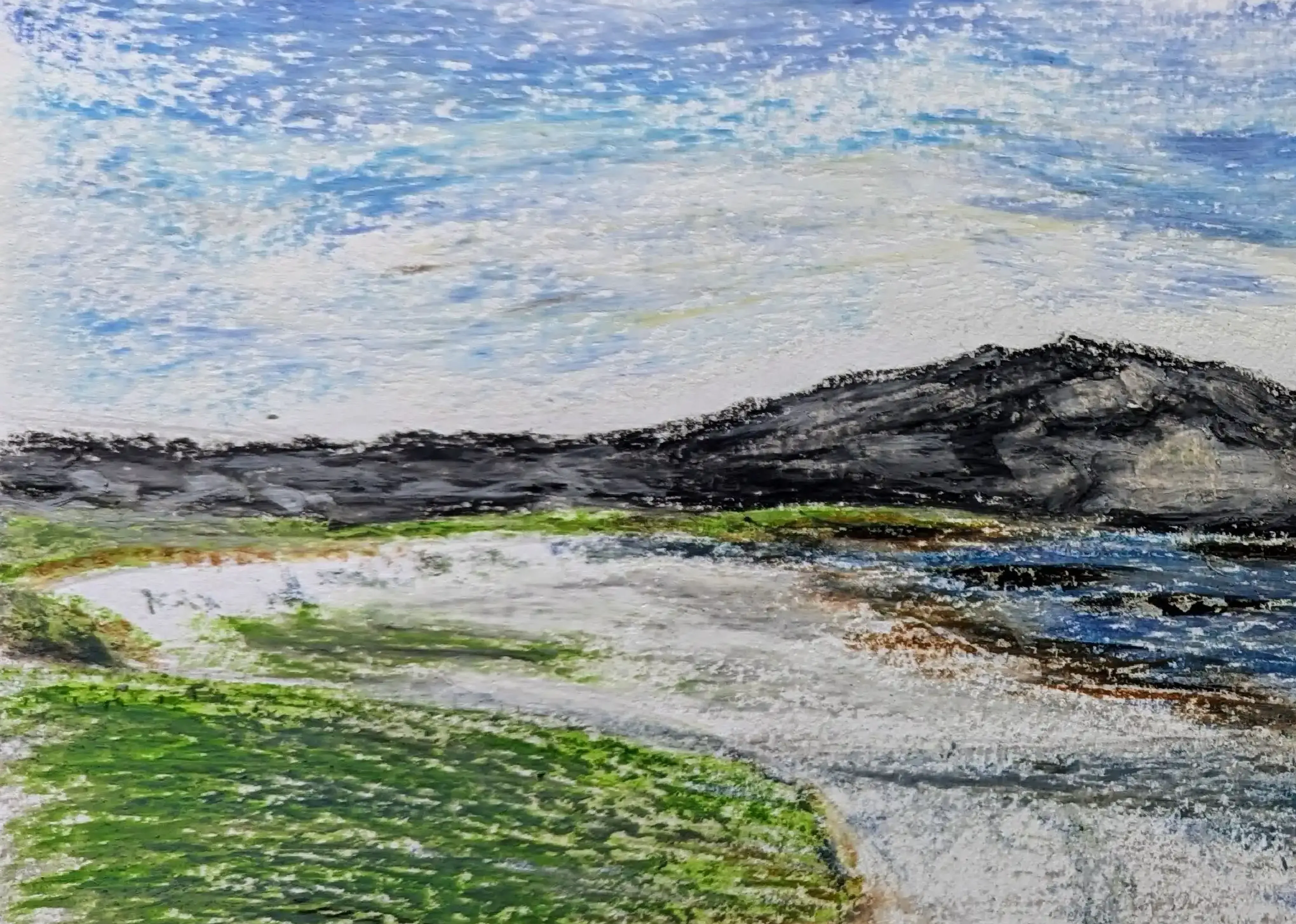 Insel Iona - Eine atmosphärische Darstellung in Ölkreide. (2)