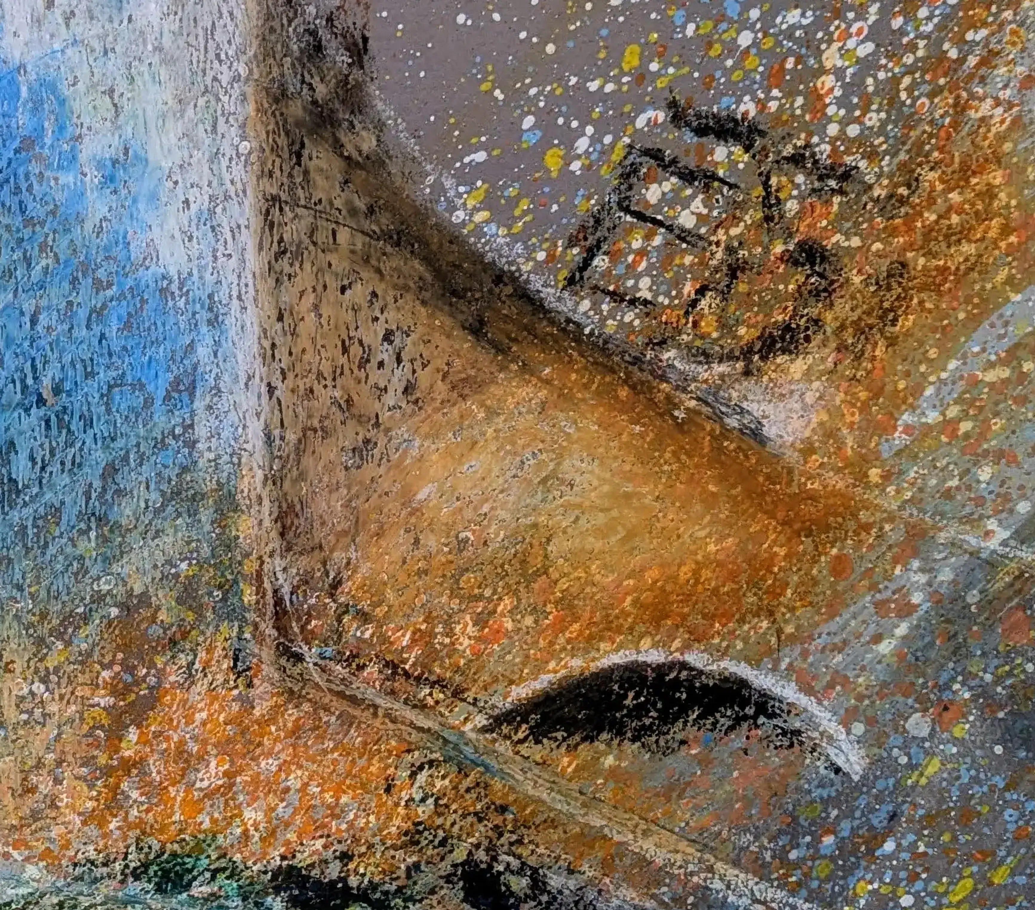 Mit Stosskraft - Eine ausdrucksstarke Darstellung in Acryl und Ölkreide. (2)