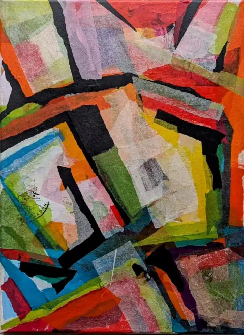 Ausgemustert - Komposition in Seidenpapier übermalt