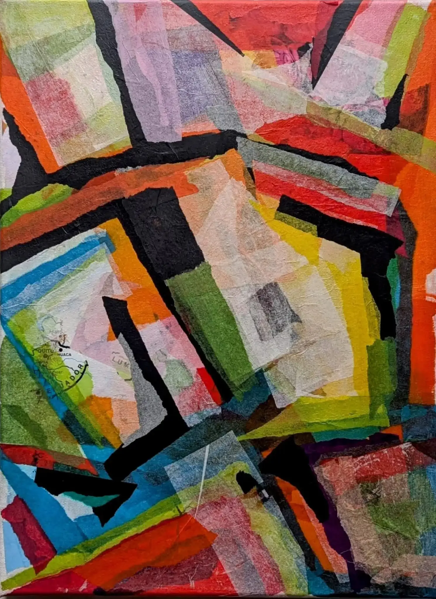 Ausgemustert - Komposition in Seidenpapier übermalt