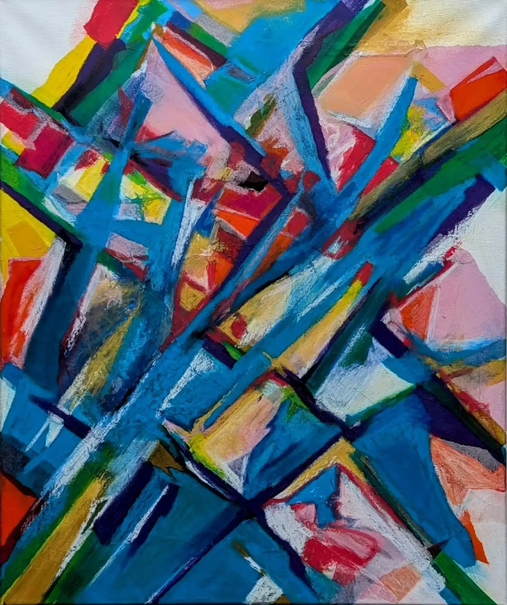 Überlagerungen - Komposition in Seidenpapier übermalt